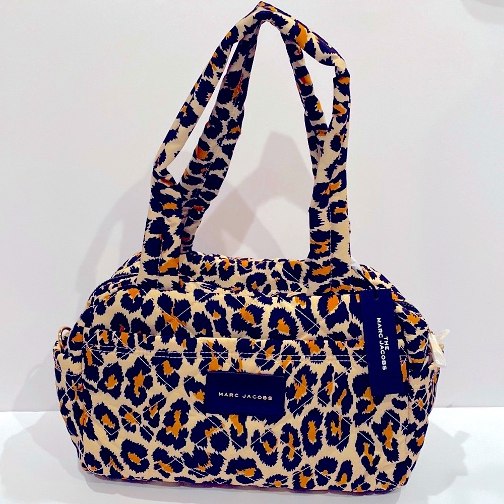 Marc Jacobs Cream Navy and Mustard Leopard Print Travel Bag